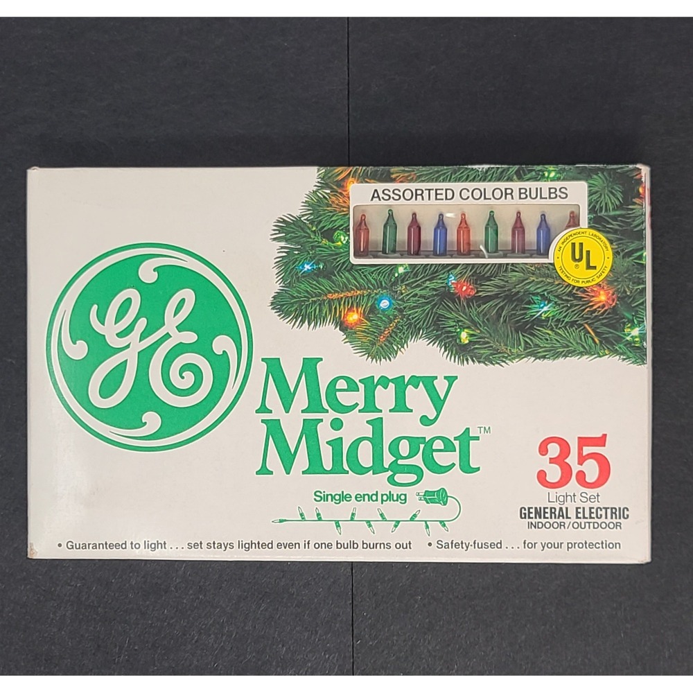 AS IS Vintage 1980s GE Merry Midget 35 Christmas Lights NOS Does Not Work